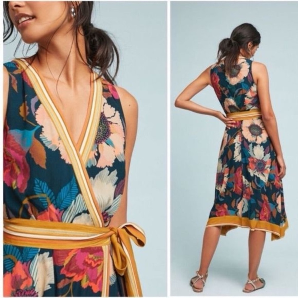 NWT Anthropologie Maeve Botanica Floral Wrap Dress size 8 - Picture 3 of 10